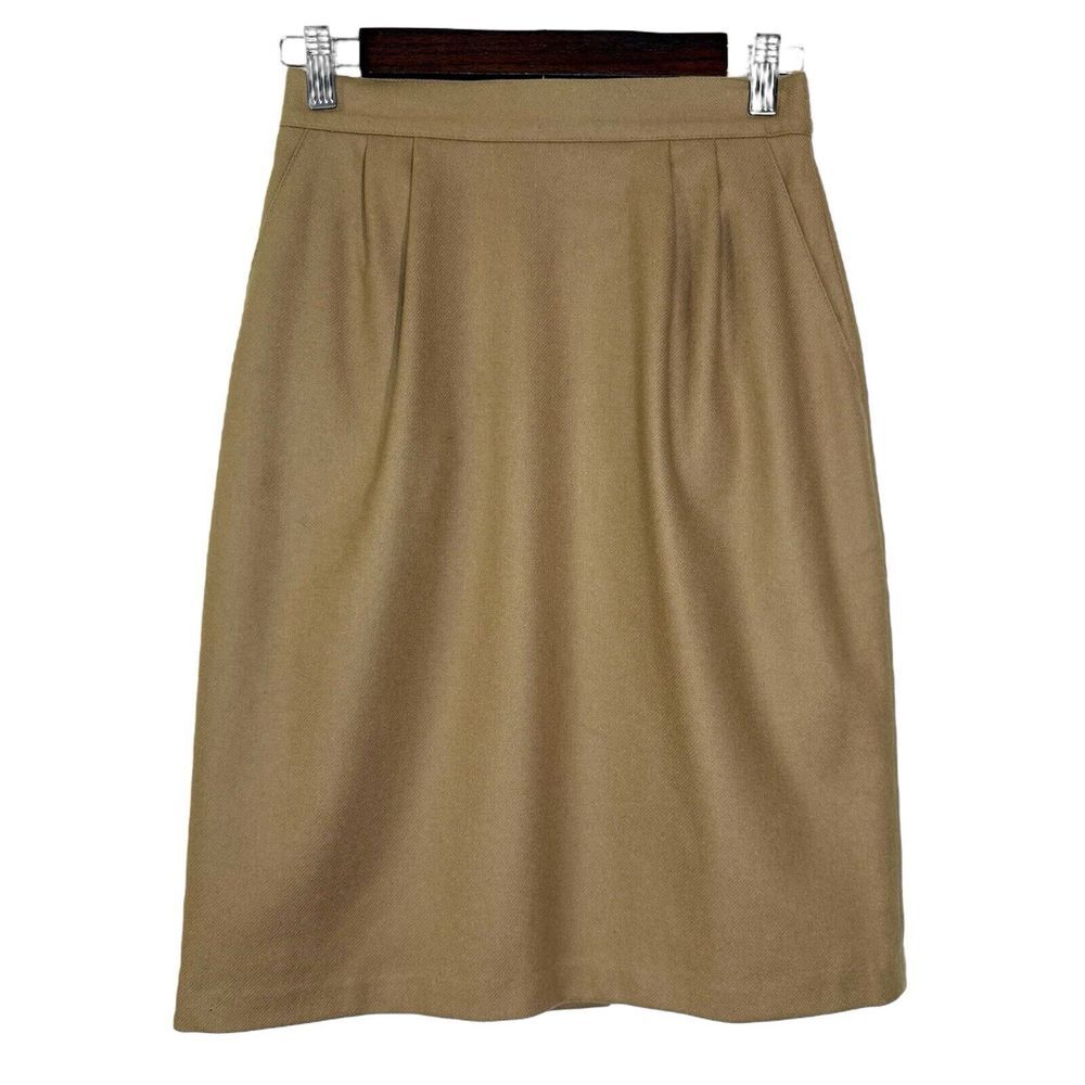 Sag Harbor Pencil Skirt 2 (XS) 100% Pure New Wool Lined Neutral Career Office